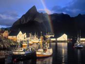 Hamnoy Rainbow Sakrisoy Island Lofoten Islands